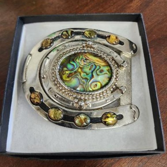 Custom Made Abalone Shell  Belt Buckle Vintage Western Style - Picture 3 of 6